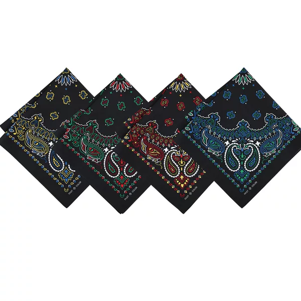 55cm Pure Cotton Cashew Silk Mesh Active Printed Square Scarf Hip-Hop Street Dance Outdoor Headscarf Black Cycling Headscarf Scarf