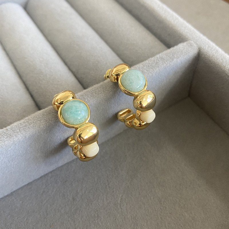 French niche fashion retro Aurelie Bidermann bohemian style natural Tianhe stone earrings French niche fashion retro Aurelie Bidermann bohemian style natural Tianhe stone earrings