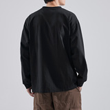 Мужской черный хлопковый демисезонный лонгслив, цветная приятная телу толстовка для отдыха, осенний, свободный крой