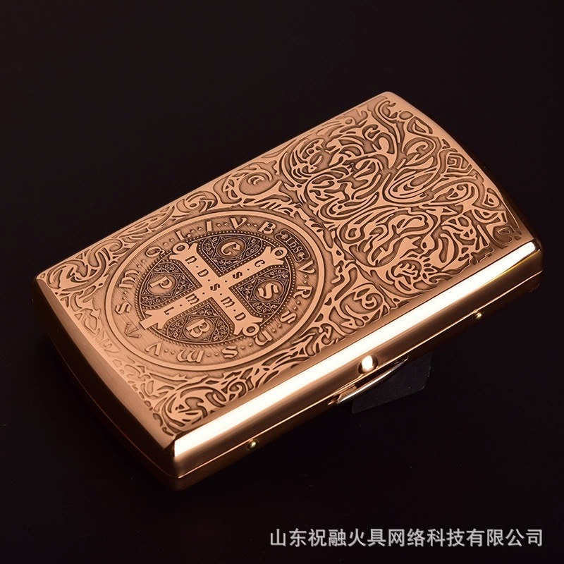 [Zhu Rong] ダブルガン銅 12 タバコボックス銅抗圧力ポータブル金属タバコクリップクリエイティブメンズ卸売|undefined