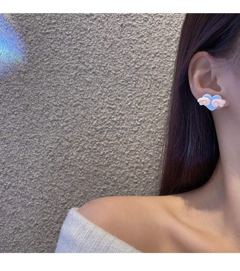 1 Pair Fashion Heart Shape Resin Flocking Handmade Women's Ear Studs display picture 7