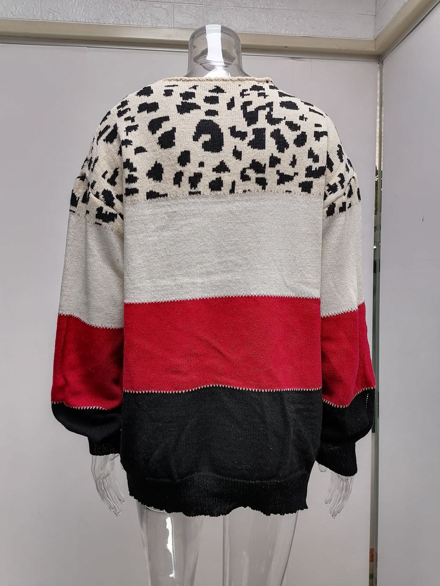 Regular Sleeve Sleeve Type Women's Sweater Long Sleeve Sweaters & Cardigans Contrast Binding Streetwear Color Block Leopard