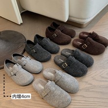 葡萄妈勃肯鞋加绒内增高毛毛鞋外穿厚底女鞋秋冬勃肯棉鞋增高6cm