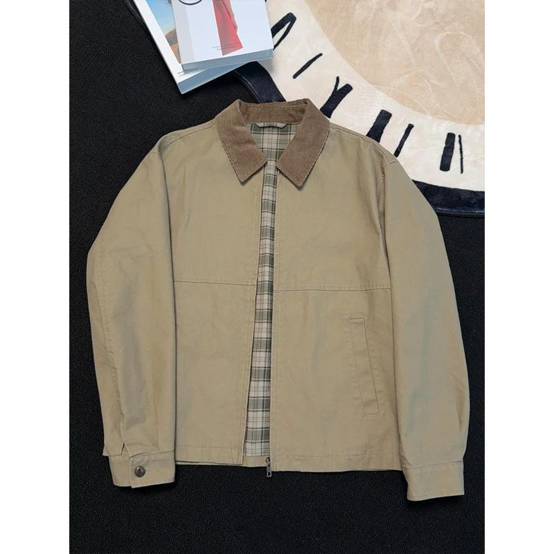 Cross-border vintage Detroit jacket for men, canvas washed American retro cleanfit lapel work jacket