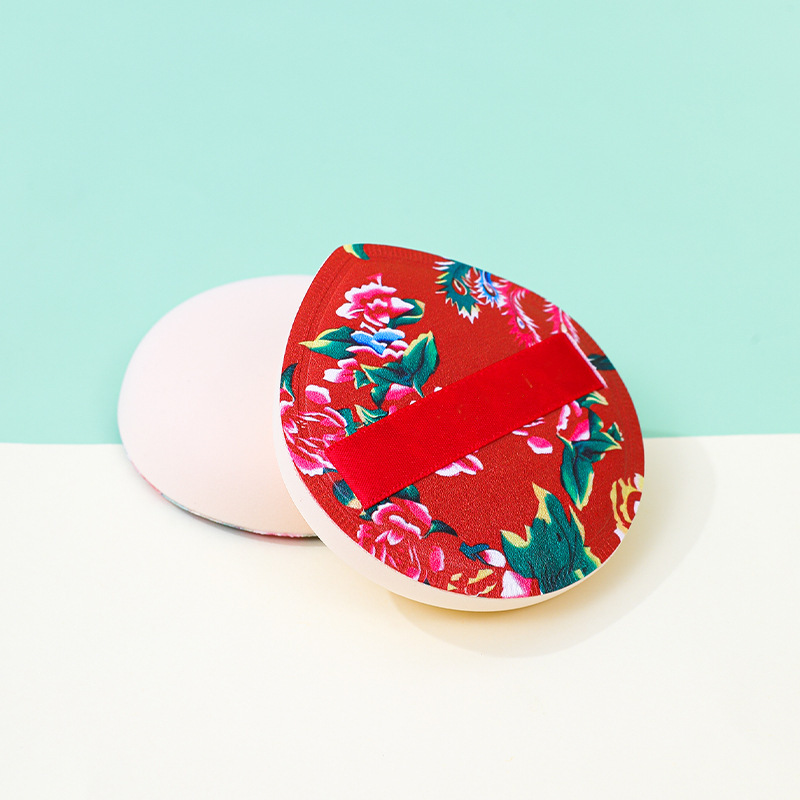100 puntos chaqueta de flores grandes polvo de algodón de azúcar suave Q seco y húmedo maquillaje esponja de aire herramientas de maquillaje personalizadas al por mayor