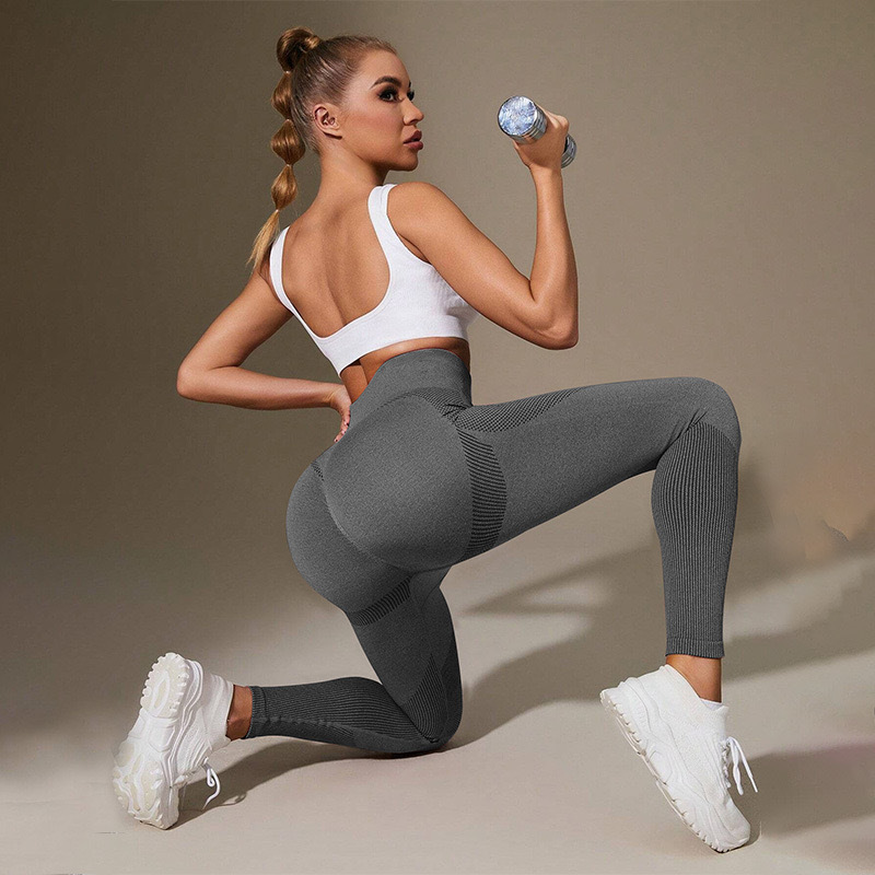 Ventas transfronterizas calientes sin costuras pantalon de gimnasio de caderas abdominales apretados cintura alta mel mel mel melon