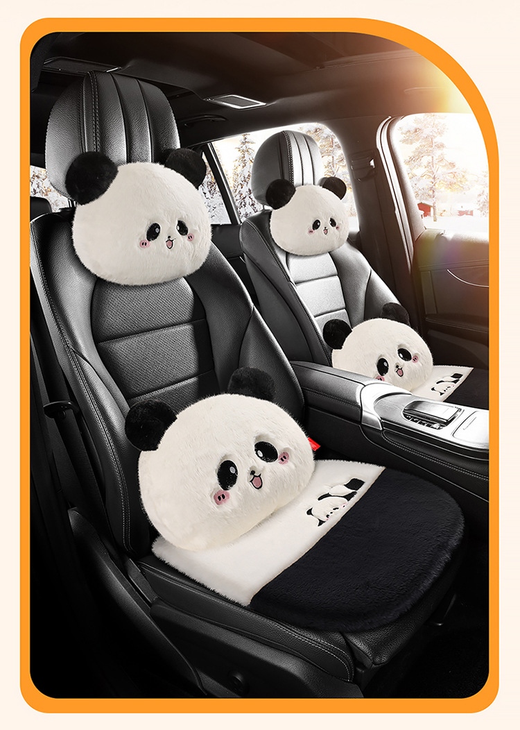 Winter car seat cushion cartoon plush cushion car seat cushion rear universal warm three-piece plush non-slip seat