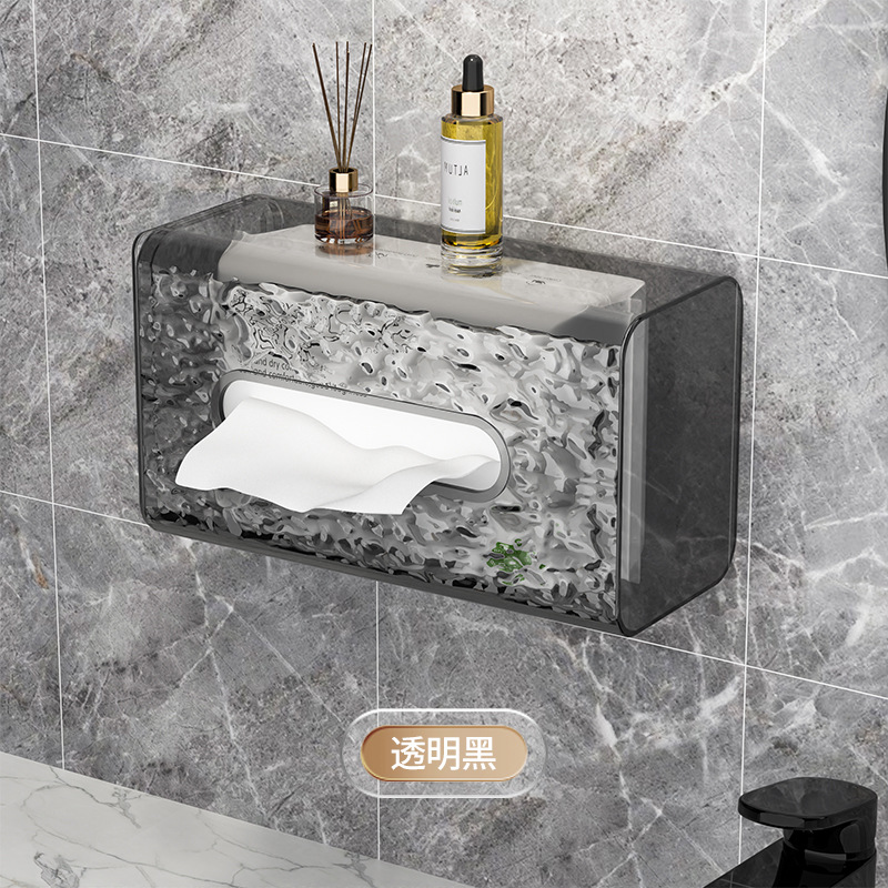 [Caja de pañuelos de patrón de glaciar con tapa] caja de pañuelos montada en la pared caja de servilleta caja de almacenamiento de toalla de cara de estilo de lujo ligero