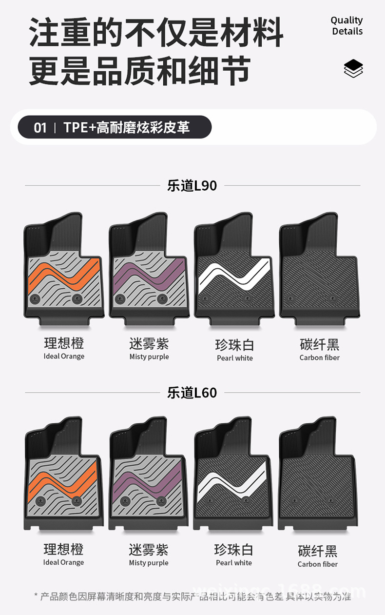 Suitable for the 2026 New Model Ledao L90 L80 L60, Special Colorful Tpe Car Floor Mats and Trunk Mats