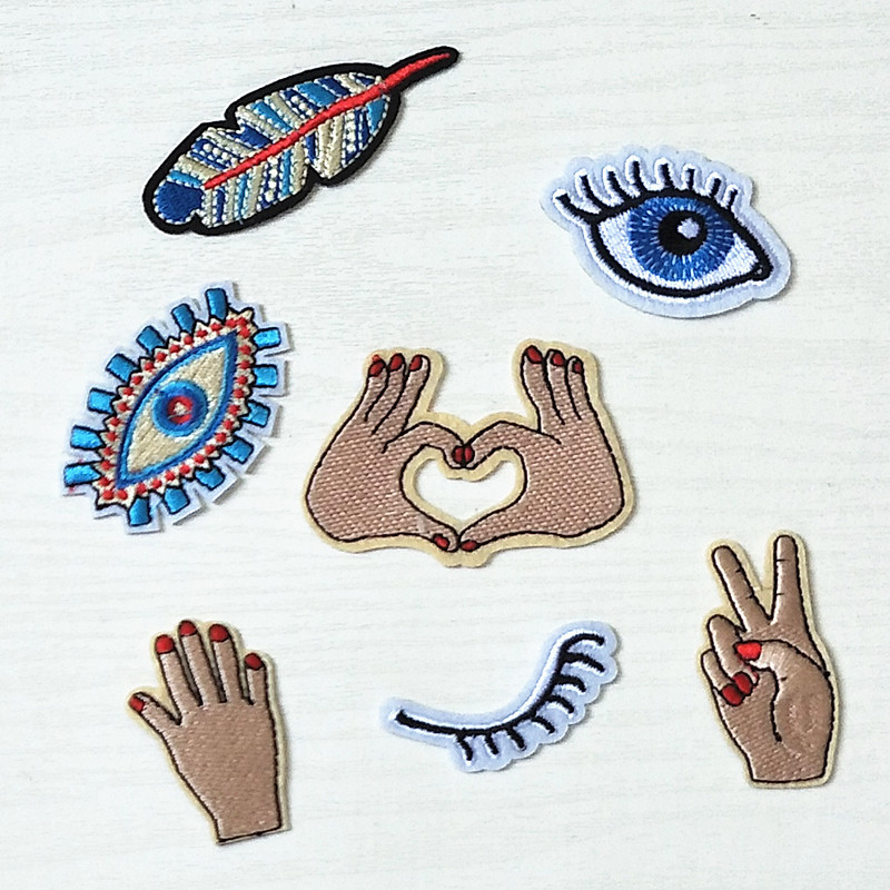 新款小号卡通布贴 刺绣手势补丁 时尚DIY衣服补丁贴 装饰贴可烫贴