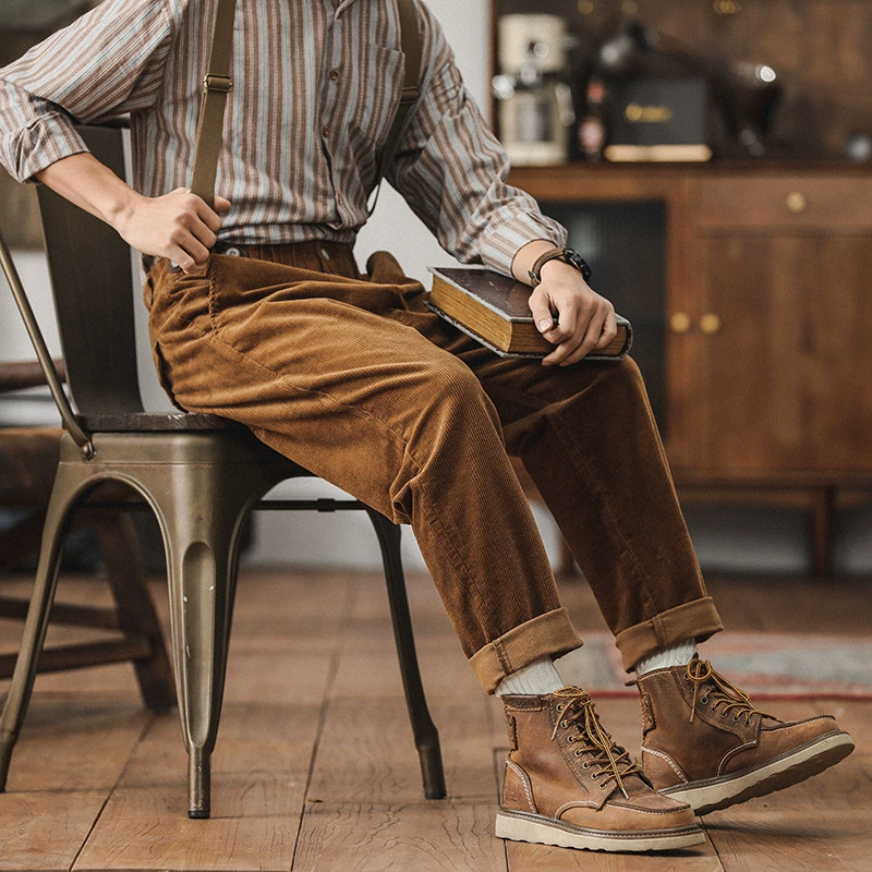 Американские ретро вельветовые брюки мужские прямые английские брюки