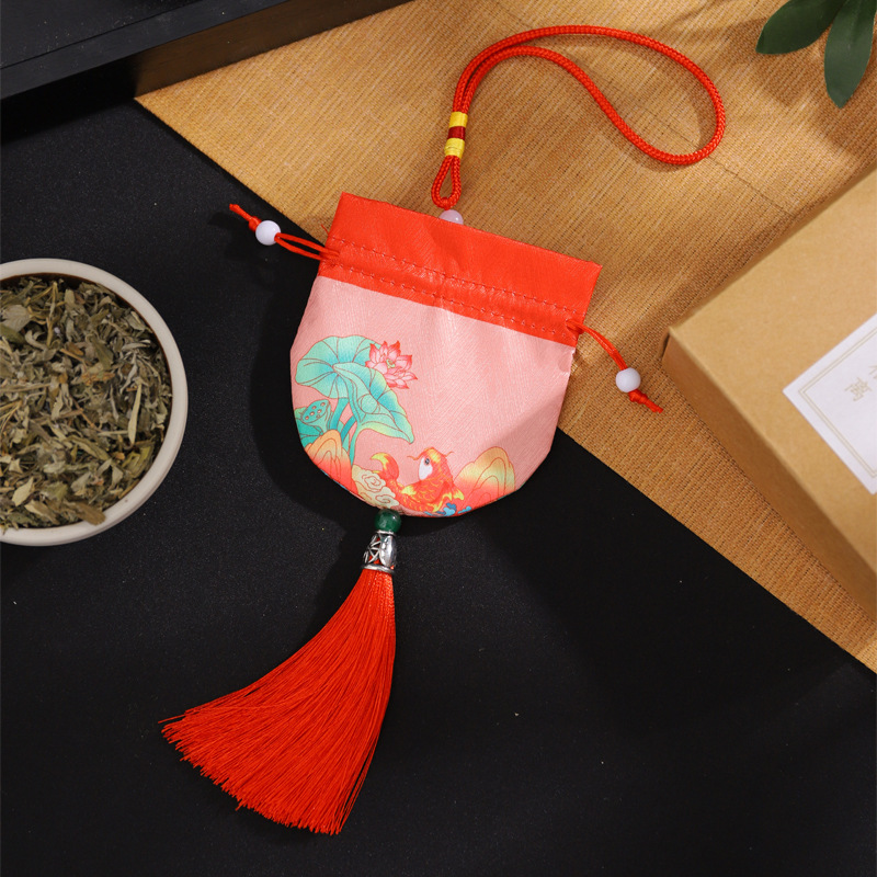 Zen estilo chino tradicional estilo antiguo brocado bolsa Dragon Boat Festival bolsita bolsa vacía bolso de la joyería bolsita bordado monedero bolsita