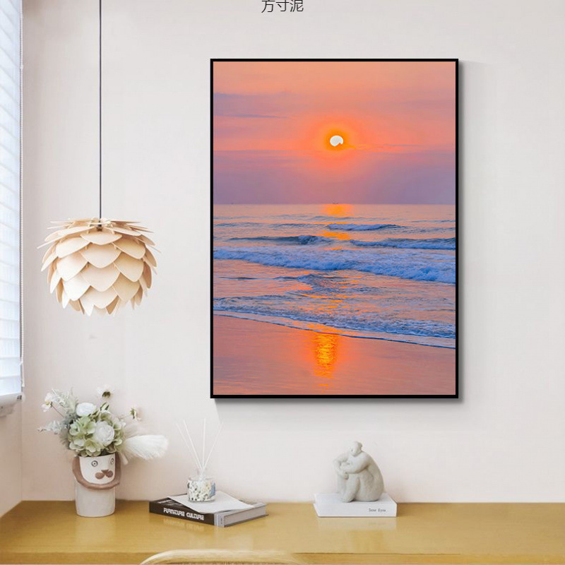 Small crowd sea sunset decorative painting bedroom bedside warm simple painting photography background wall painting foreign trade wholesale
