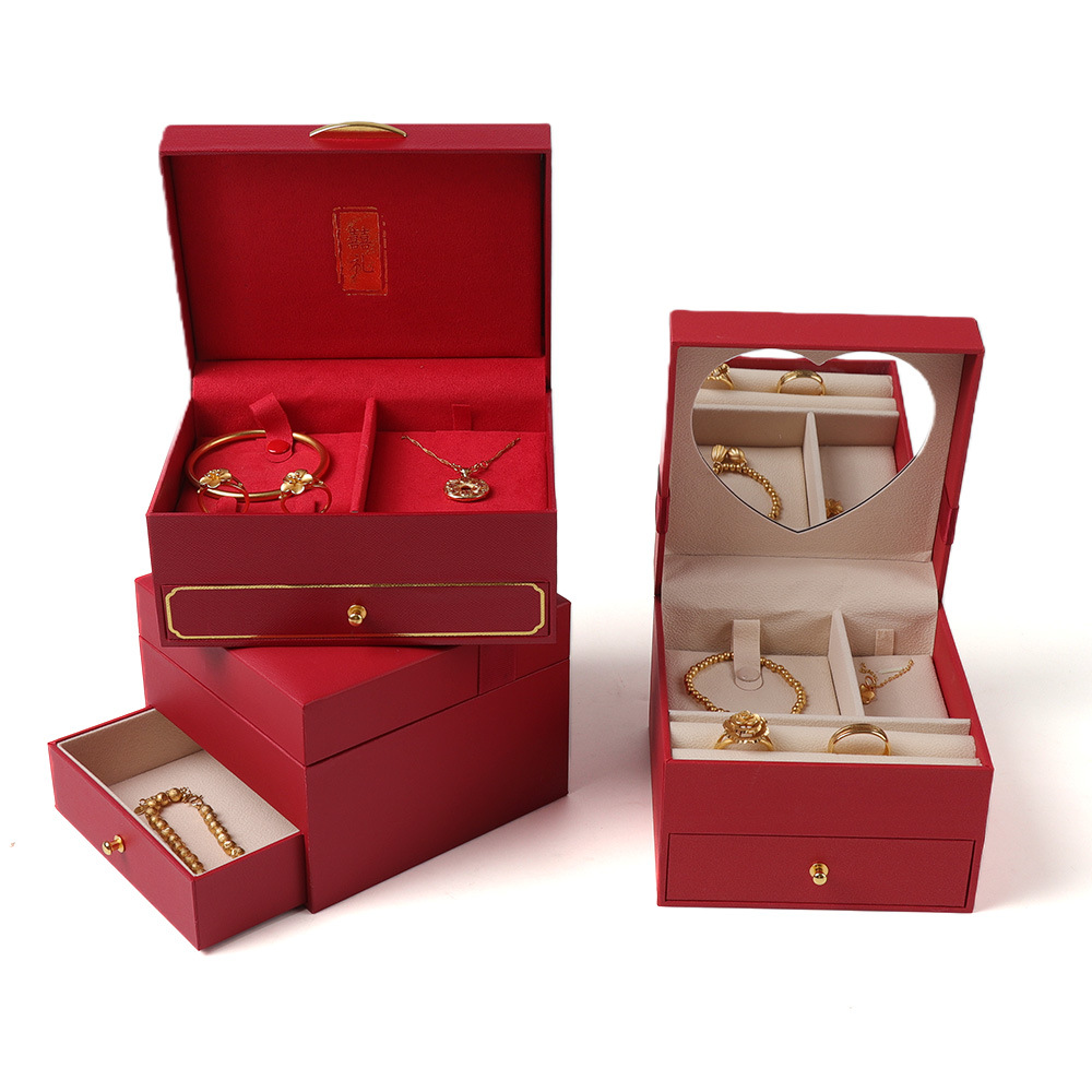 Nuevo compromiso casamiento oro caja de joyería anillo de joyería colgante brazalete cadena caja de joyería caja de embalaje image 3
