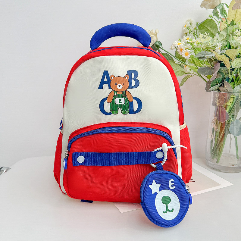 2025 nueva mochila infantil caricatura adorable oso letras mochila para niños y niñas mochila para escolares de jardín de infantes