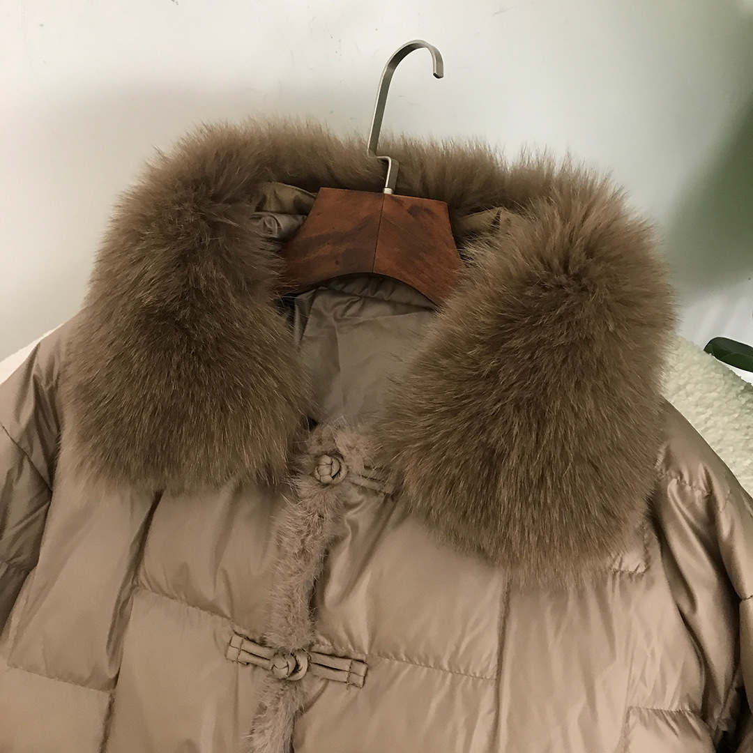 Women's Clothing Down jacket short style for women high end high grade slim loose fashion retro button stitching mink fur down jacket_voghion.com