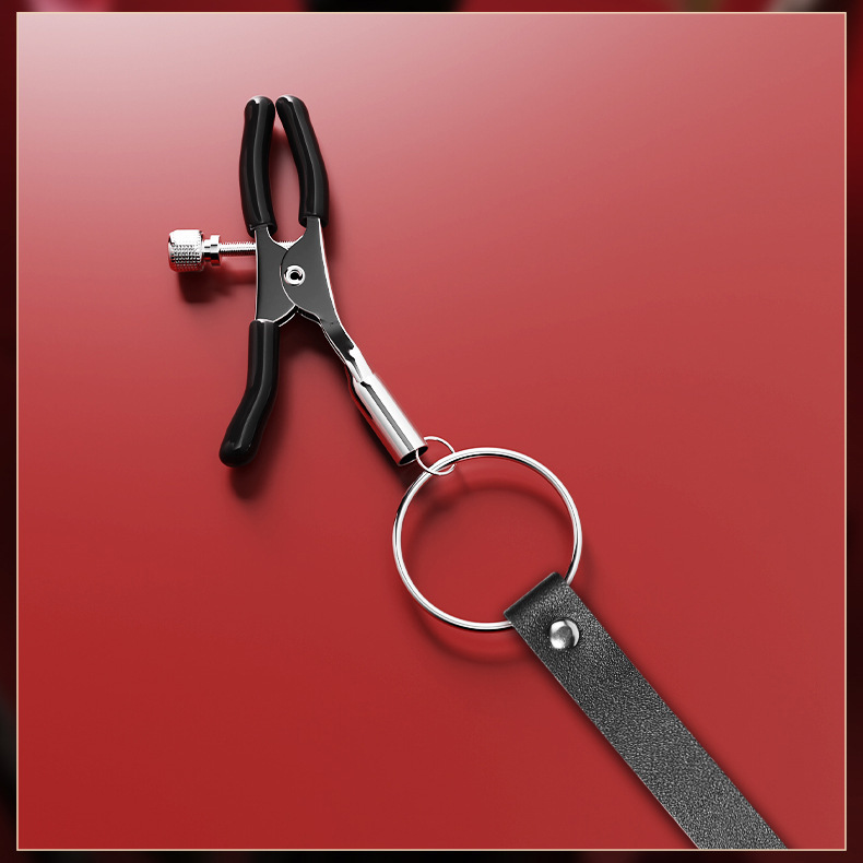 SM Breast Clamps in Black PU Leather and 304 Stainless Steel for Adult Couples — detail image 21