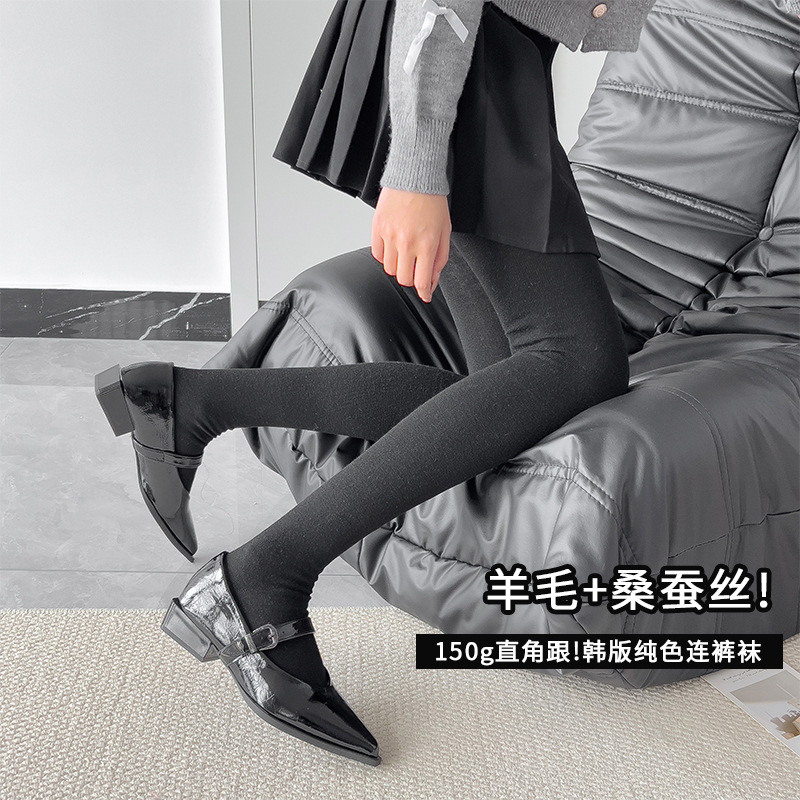 Gray Leggings Wool Mulberry Silk Right Angle Heel Pantyhose with Heel Slim Leggings Autumn and Winter Leggings Gray Leggings Wool Mulberry Silk Right Angle Heel Pantyhose with Heel Slim Leggings Autumn and Winter Leggings