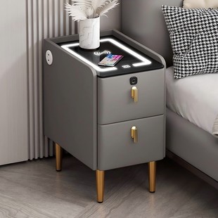 Smart Bedside Table, Light Luxury and High-End Bedside Table, Ultra-Narrow Storage Cabinet, Multi-Functional Wireless Charging Multi-Layer Storage Cabinet