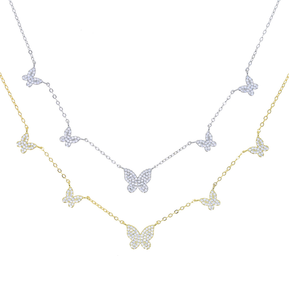 Wholesale Jewelry Basic Simple Style Heart Shape Butterfly Copper Zircon Necklace Cable Chain display picture 6