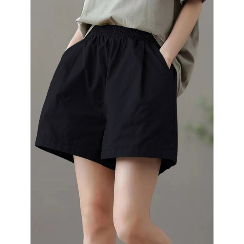 Women's Loose Thin Summer High-Waisted Elastic Waistband Plus-Size Workwear Mid-Length Casual Wide-Leg Shorts Women's Loose Thin Summer High-Waisted Elastic Waistband Plus-Size Workwear Mid-Length Casual Wide-Leg Shorts
