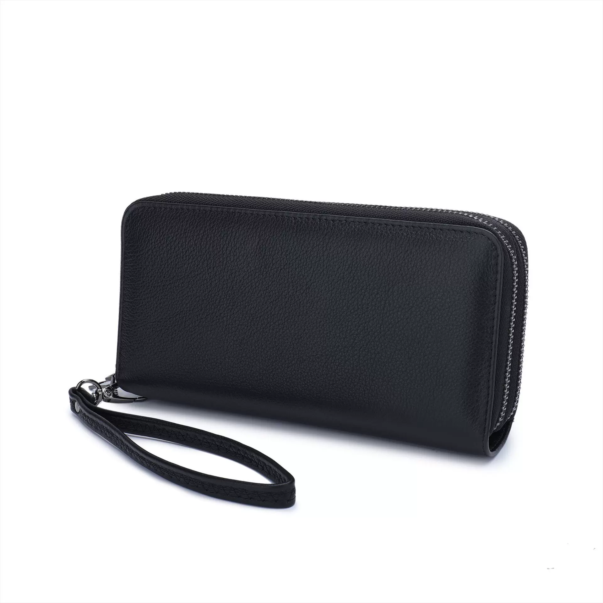 外贸真皮钱包男士头层牛皮钱包大容量双拉链手机包кошелек