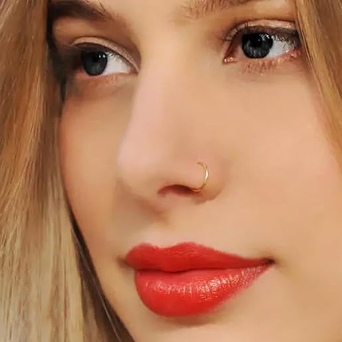 Cross-Border E-commerce Stainless Steel Zircon L Stud Personality R Straight Curved Rod Nose Septum Combination_voghion.com