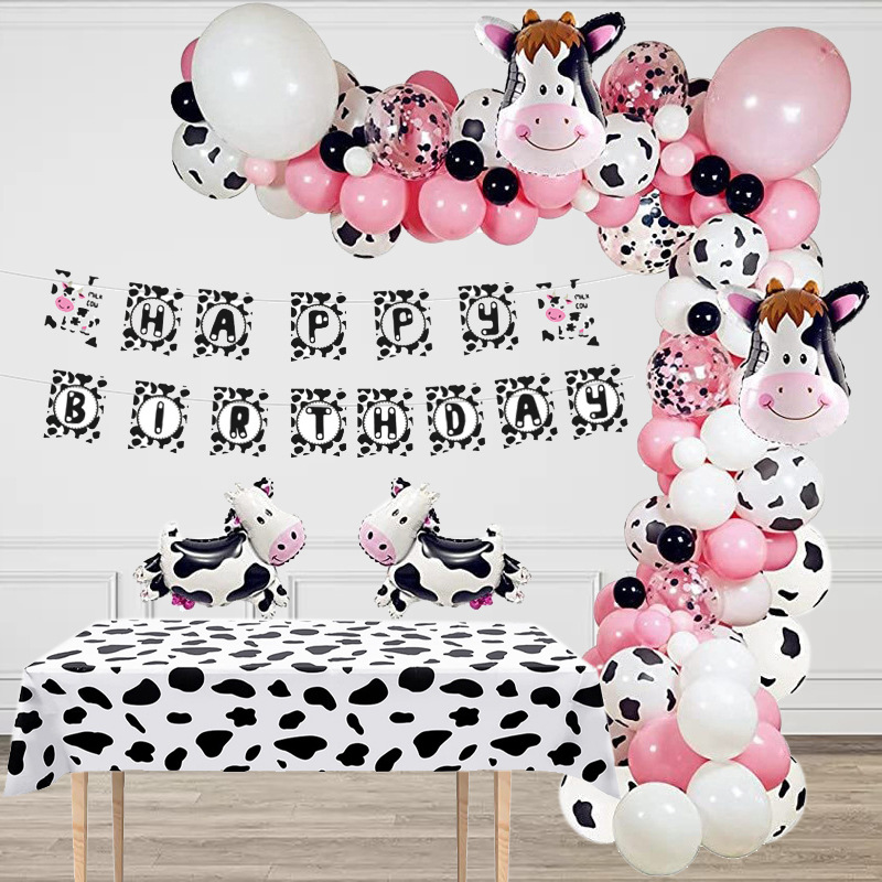 Cartoon Cow Balloon Set Pasture Farm Cow Theme Party Scene Decoration Props Balloon Birthday