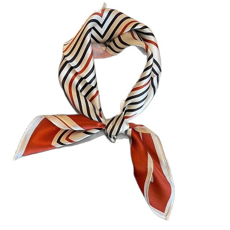 2025 primavera y otoño a rayas universales pequeñas toallas cuadradas minimalistas nórdicas delgadas con líneas de protección solar contra el color bufandas de seda para mujeres