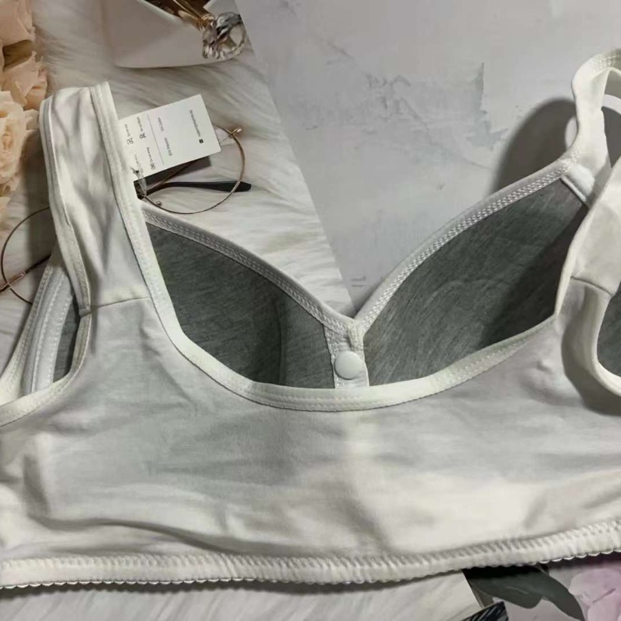 Transfronterizos madres sujetadores de ropa interior de hebilla delantera delgada algodón de mediana edad sin anillo de acero sujetadores de algodón reunidos sujetadores de tamaño grande