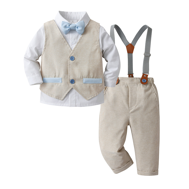 Comercio exterior ropa para niños Chaleco de estilo británico traje pequeño traje para niños ropa de bebé primavera y otoño pantalones de suspensión ropa de otoño para niños