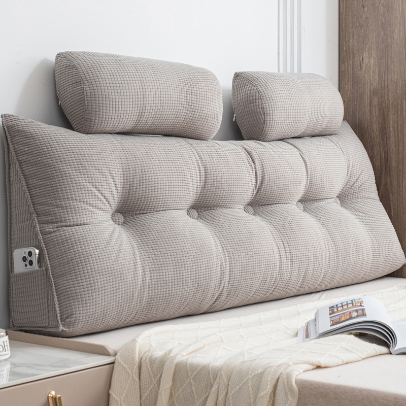 2025 新クリームスタイル寝室のベッドサイドクッション畳ソフトパッケージ腰サポート背もたれソファ出窓半分横たわる枕