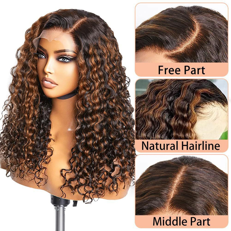 Highlighting Water Wave Lace Front Wig, European and American Style Long Curly Hair, Freely Partable, Women's Jerry Curl Lace Wig Set Highlighting Water Wave Lace Front Wig, European and American Style Long Curly Hair, Freely Partable, Women's Jerry Curl Lace Wig Set