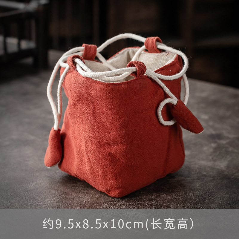Bolsa de almacenamiento de taza única maestra bolsa de taza maestra taza de té portátil taza de construcción bolsa de tela con cordón de algodón y lino bolsa de tela juego de té
