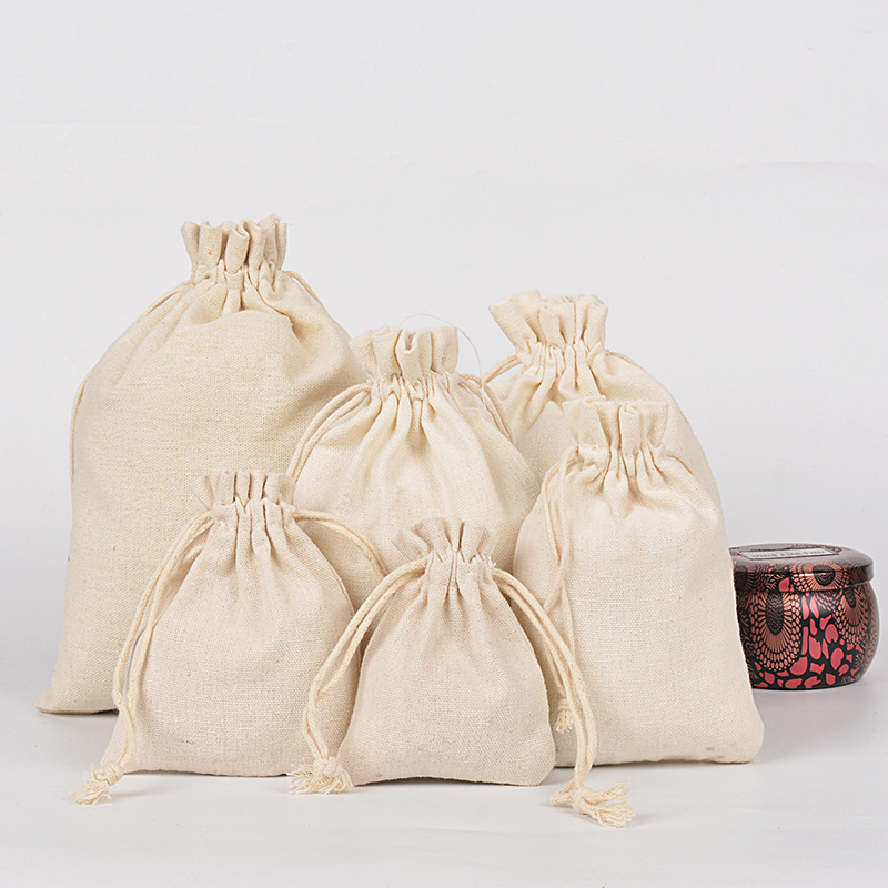 棉布高口锁边束口袋空白大米首饰礼品收纳防尘袋加印logo现货批发