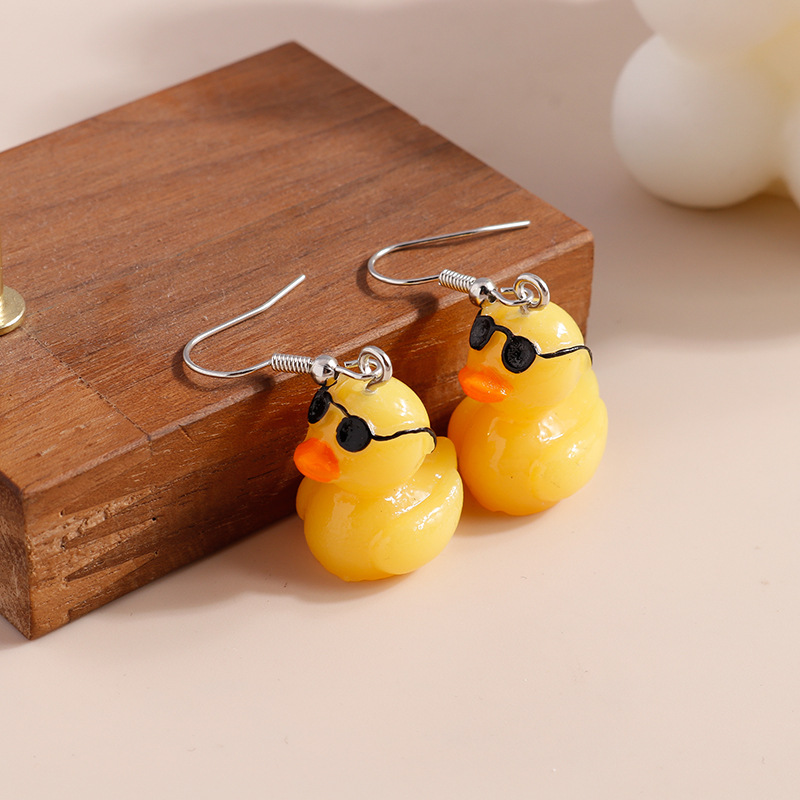 Fashion Cartoon Cute Little Yellow Duck Earrings display picture 3