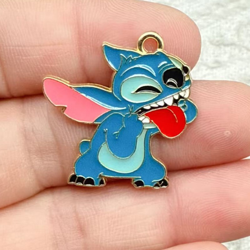 漫画アニメかわいいステッチ合金オイル滴下 diy ジュエリーアクセサリーネックレスイヤリングブレスレットキーホルダーペンダント|undefined