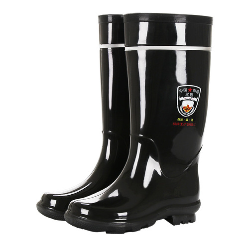 Rain boots high-top non-slip safety rain boots mid-calf chef rubber plastic reflective strip fishing shoes industrial boots waterproof shoes wholesale men
