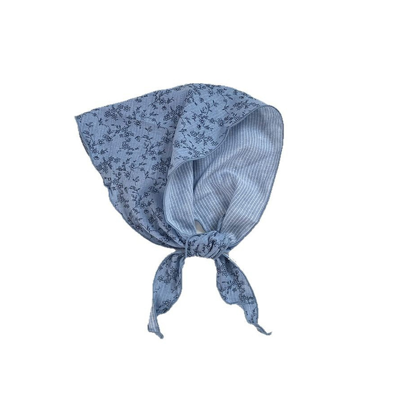 Bufanda triangular, babero, modelos de primavera y verano para mujer, pañuelo japonés de algodón y lino, diadema floral pastoral para mujer de verano, diadema de todo fósforo, accesorios para el cabello, sombreros