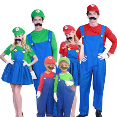 Halloween costume Super Mario clothes Mario dress with overalls set parent-child costume performance attire