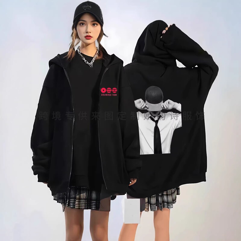 Bts Arirang Concert Tour Jin Same Style Idol Pink Fanwear Printed Zip-Up Sweatshirt Bts Arirang Concert Tour Jin Same Style Idol Pink Fanwear Printed Zip-Up Sweatshirt