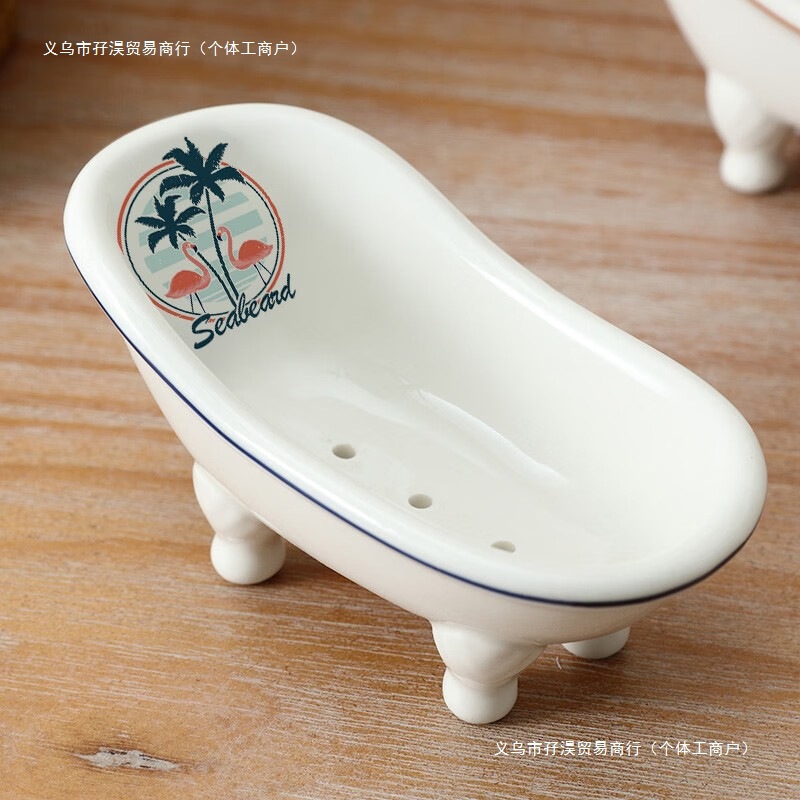 Scandinavian Drain Soap Dish Creative Cute Bathtub Bathroom Sink Soap Holder Bathroom Ceramic Soap Dish