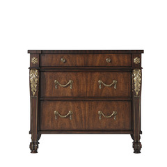 Alexander's New Classical Solid Wood Carved Nightstand, Laccasa Gold Varnished Dresser, Grand Villa Model Room Furniture