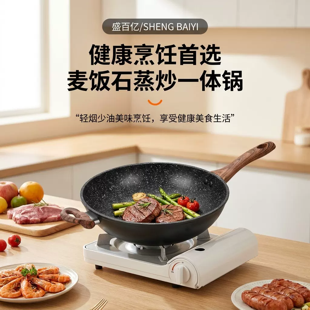 跨境铝制不粘锅炒锅电磁炉燃气灶煎炒锅平底锅炒菜锅煎锅厂家定制