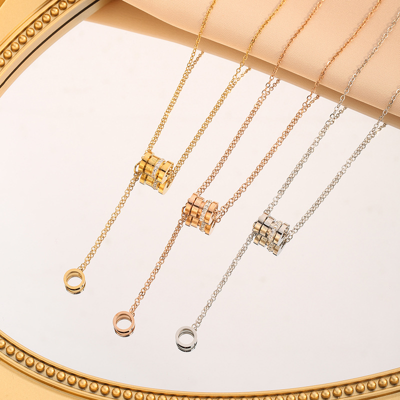 Korean Style 18k Tassel Small Man Waist Necklace Women's Ins Trendy Roman Numerals Pendant Cyber Celebrity Color-free Clavicle Chain Necklace Chain