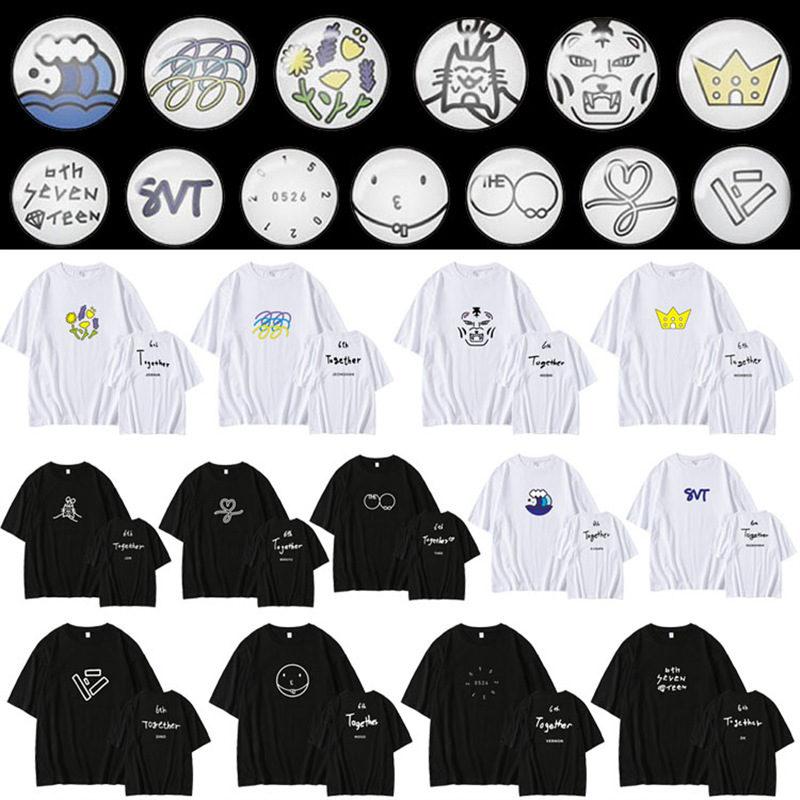 SEVENTEEN 6th anniversary badge peripheral same style cotton loose all-match top short sleeve T-shirt bottoming shirt