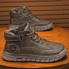 2025秋冬款男复古工装鞋时尚高品质车缝线青年高帮休闲鞋马丁潮鞋