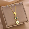 Necklace stainless steel, fashionable accessory, chain for key bag , suitable for import, simple and elegant design