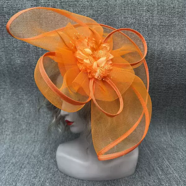 Amazon Colorful Mesh Headwear European and American Flower Bridal Banquet Hat Feather Headband Manufacturer Ready Stock Headwear