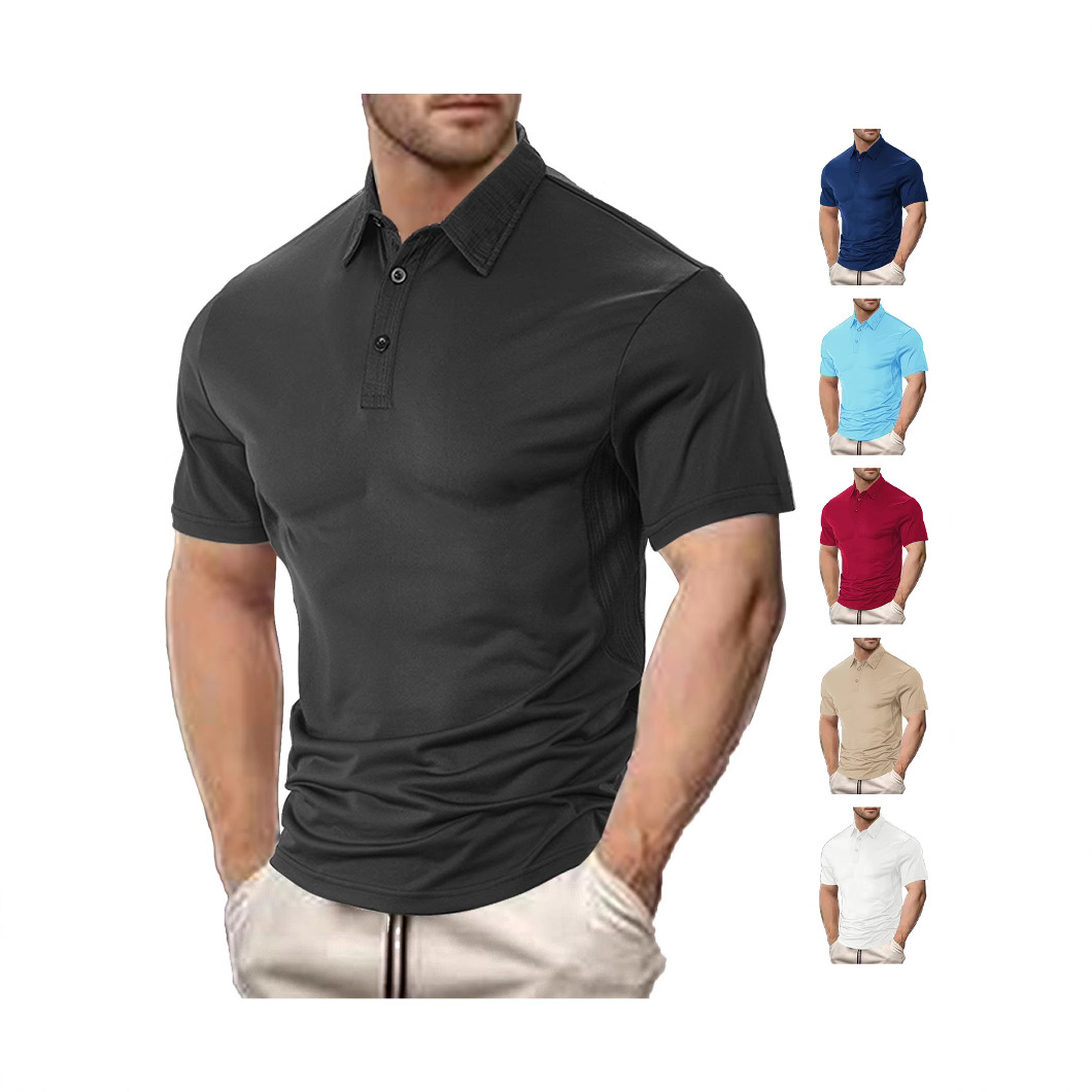 Europa y América Amazon temu comercio exterior camiseta de manga corta para hombre moda de verano casual solapa suelta polo de algodón perlado